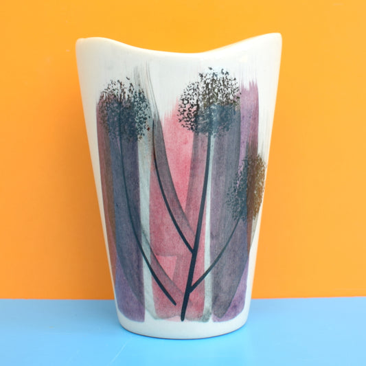Vintage 1960s Small Ceramic Vase - Thanet Pottery- Red & Black
