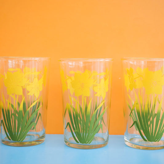 Vintage 1970s Drinking Glasses x4 - Daffy by Vintage