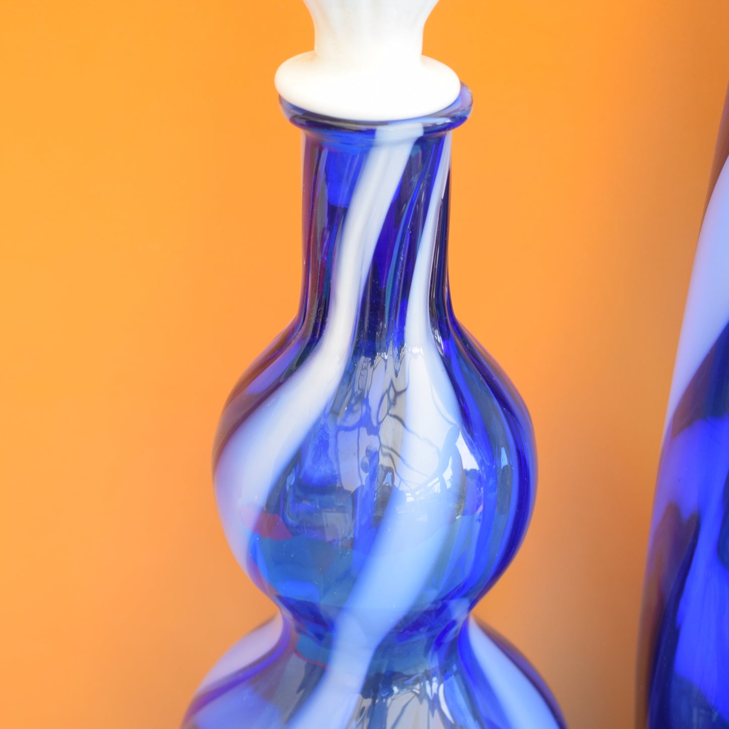 Vintage 1960s Italian Alrose Glass - Blue & White