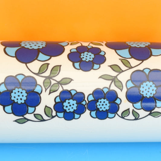 Vintage 1970s Flower Power Rolling Pin - Taunton Vale - Blue