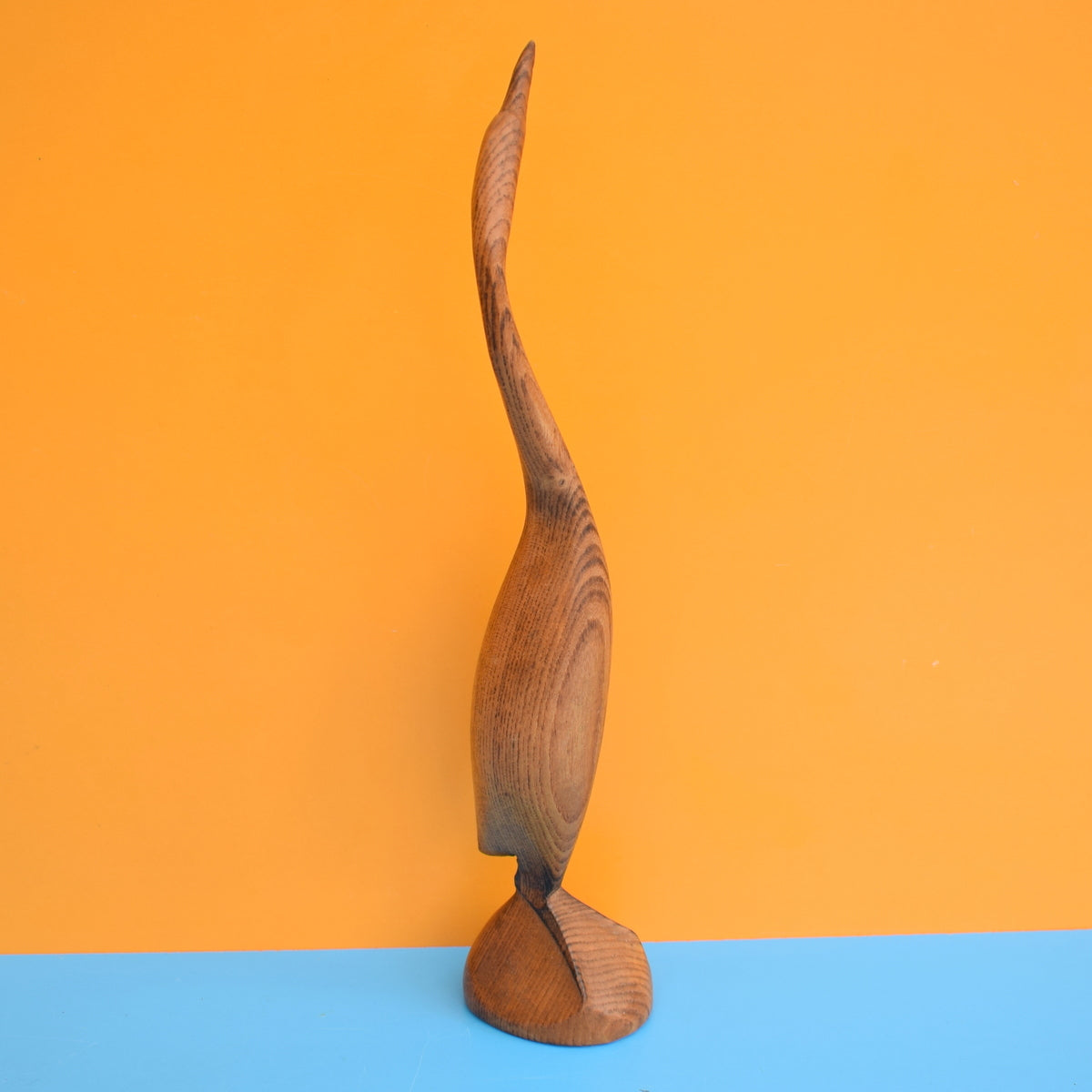 Vintage 1960s Carved Wooden Bird - Signed