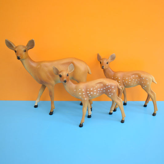 Vintage 1970s Kitsch Plastic Deer Family - Brown by Pineapple Retro