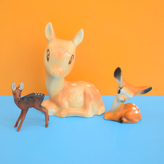 Vintage 1970s Kitsch Mixed Deer Family - Brown