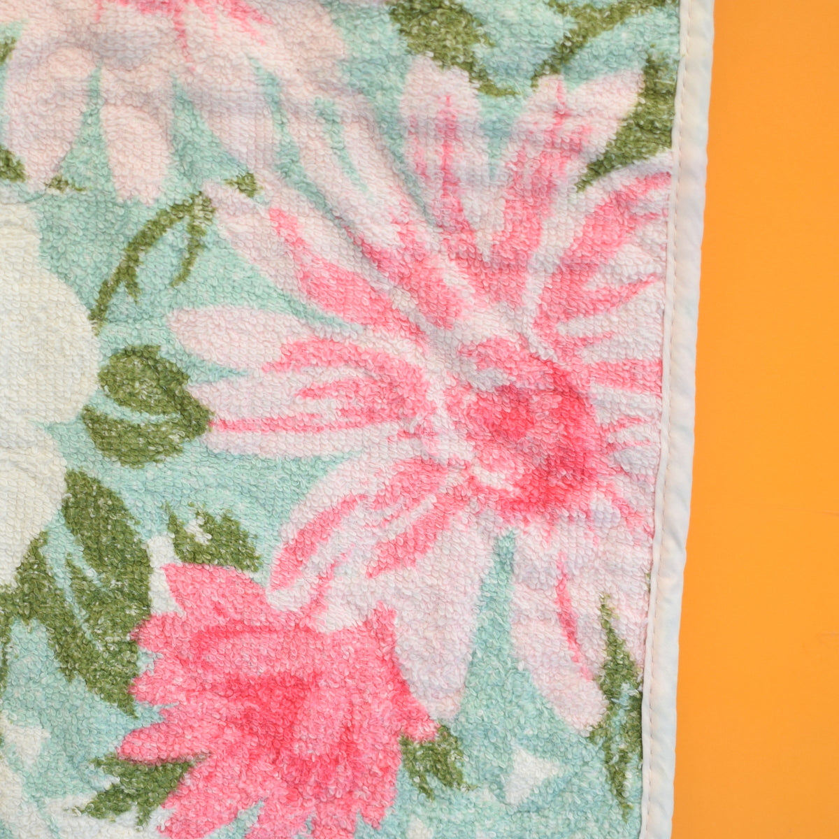 Vintage 1950s Cotton Towel Set - Pink Flowers