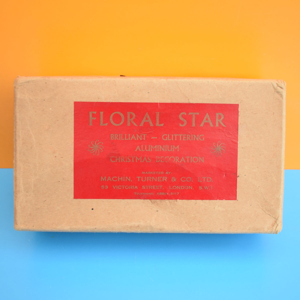 Vintage 1950s Aluminium Glittering Floral Star Decoration - Boxed
