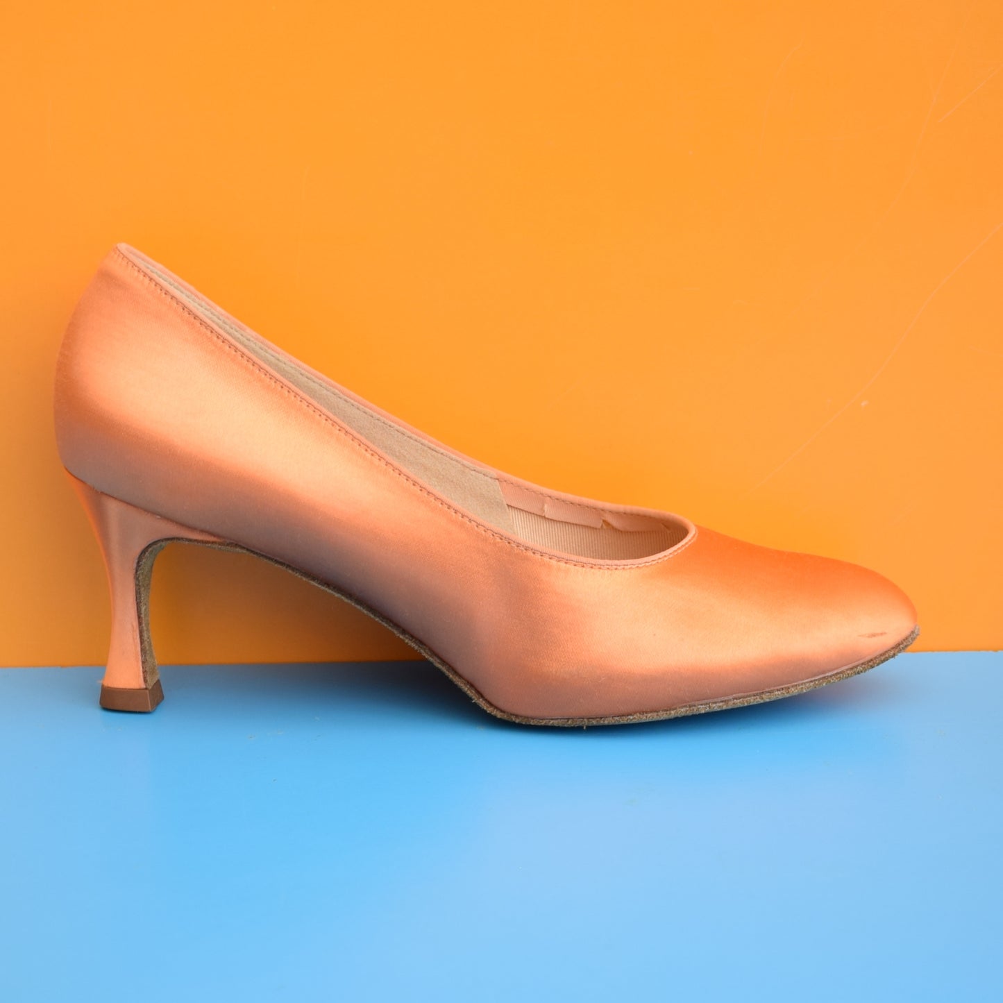 Vintage 1970s Satin Dance Shoes - Size 8 -Orange