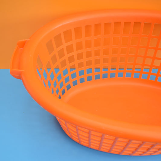 Vintage 1970s Plastic Large Washing Basket - Orange