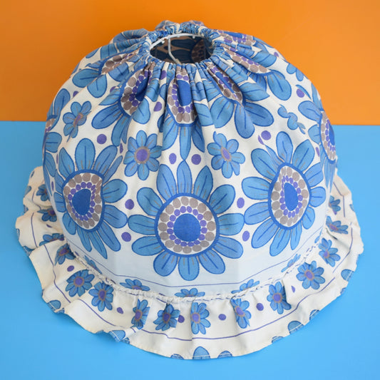 Vintage 1970s Fabric Lampshade - Flower Power - Blue by Vintage