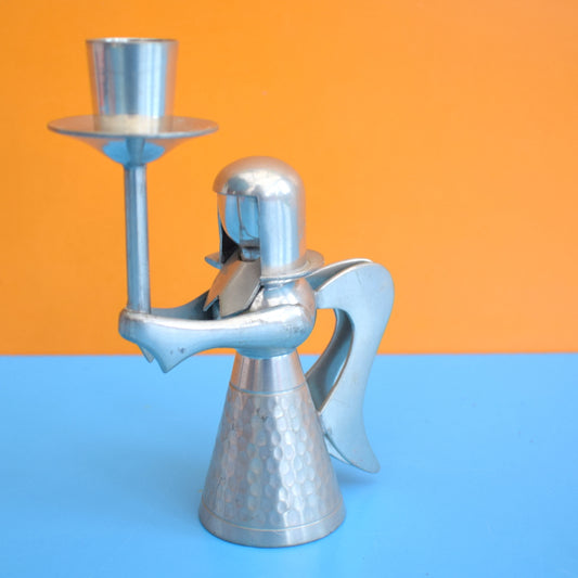 Vintage 1970s Pewter Angel Candle Holder - Danish