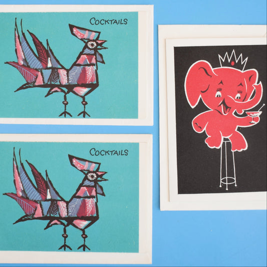 Vintage 1950s Cocktail Party Invitations x3 by Vintage