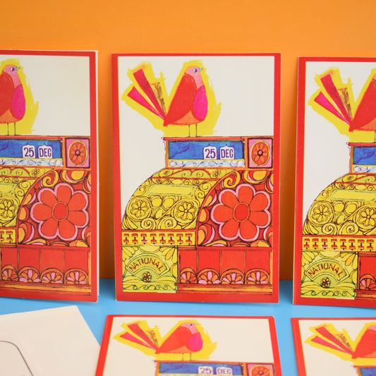 Vintage 1960s Small Christmas Cards x5 - National Cash Register by Vintage