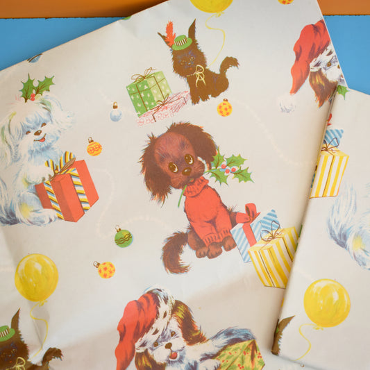 Vintage 1970s Kitsch Christmas Gift Wrap Paper (2 Sheets)