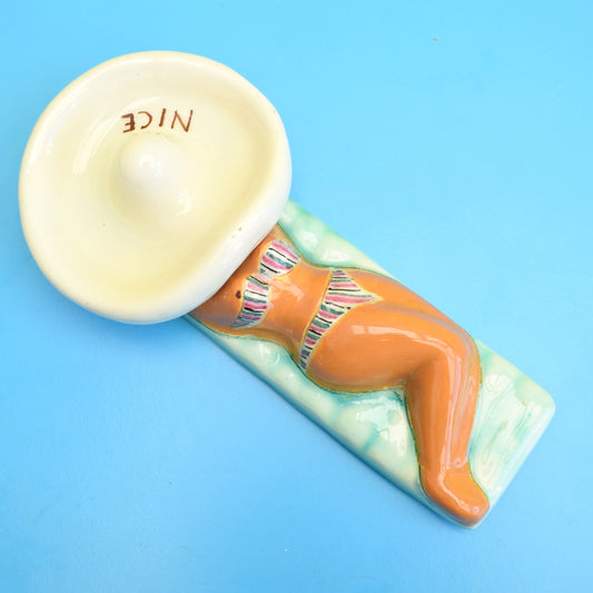 Vintage 1950s Ceramic Curvaceous Lady Dish Nice Souvenir - Bikini