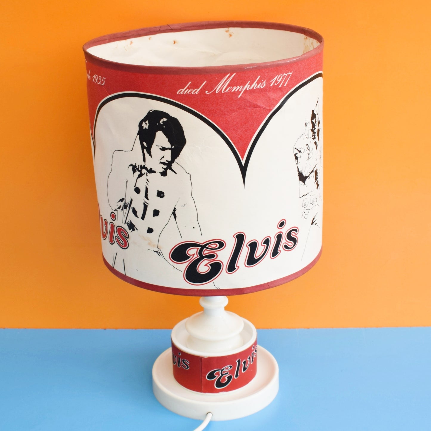 Vintage 1970s Elvis Table Lamp / Shade