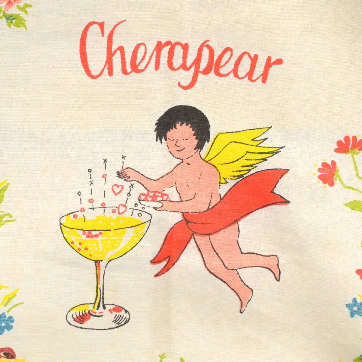 Vintage 1950s Cotton Tea Towel - Babycham / Cherapear