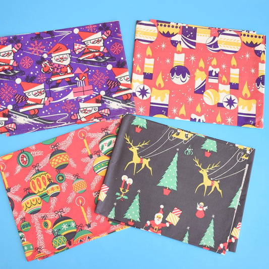 Vintage 1960s Christmas Gift Wrap Paper Pack (4 Shets)