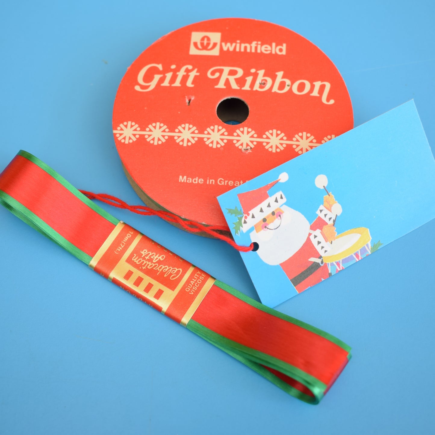 Vintage 1970s Tag / Ribbon - Christmas Parcel Wrapping
