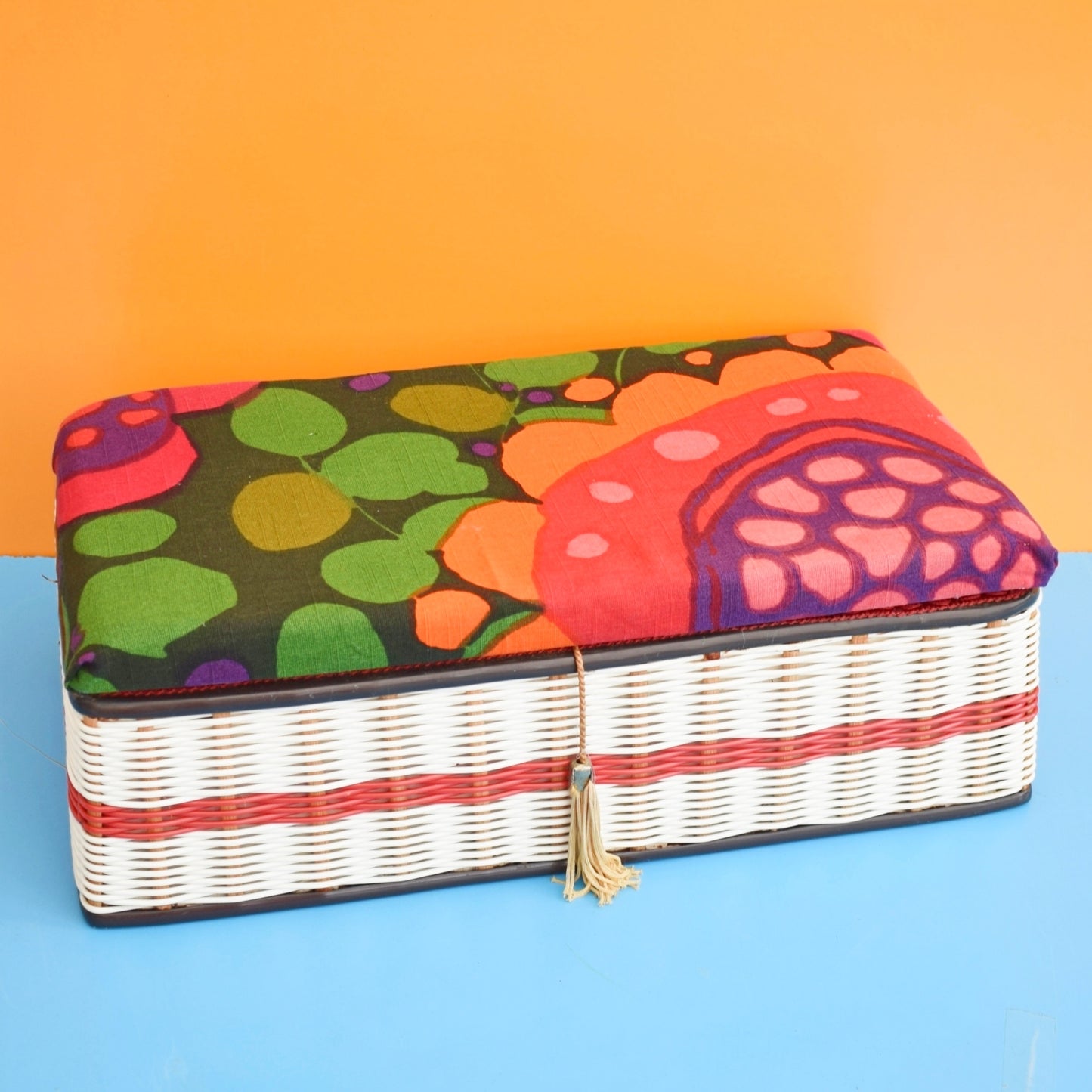 Vintage 1960s Sewing / Hobby Box - Swedish Fabric