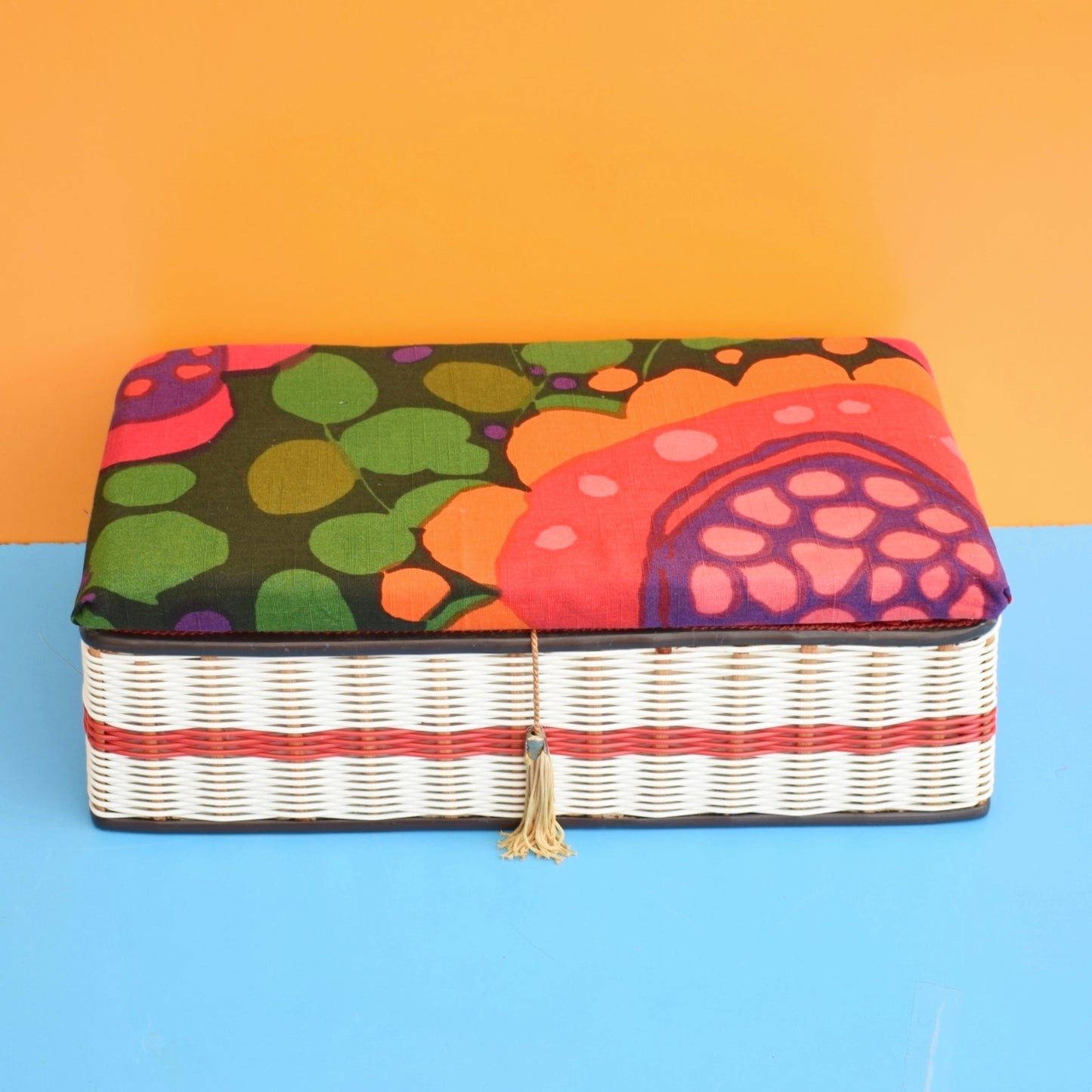 Vintage 1960s Sewing / Hobby Box - Swedish Fabric
