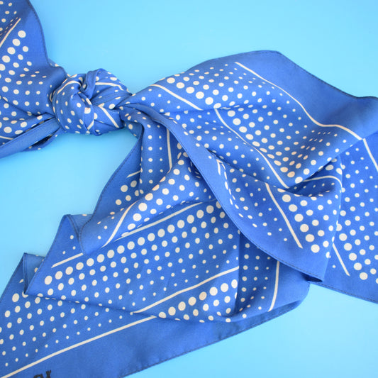 Vintage 1970s Spotty Head Scarf - Jacqmar - Blue & White by Vintage