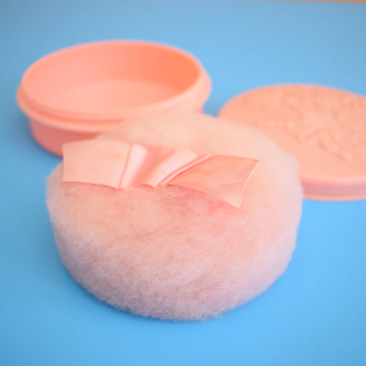 Vintage 1950s Dusting Powder Pot/ Puff - Pink by Pineapple Retro