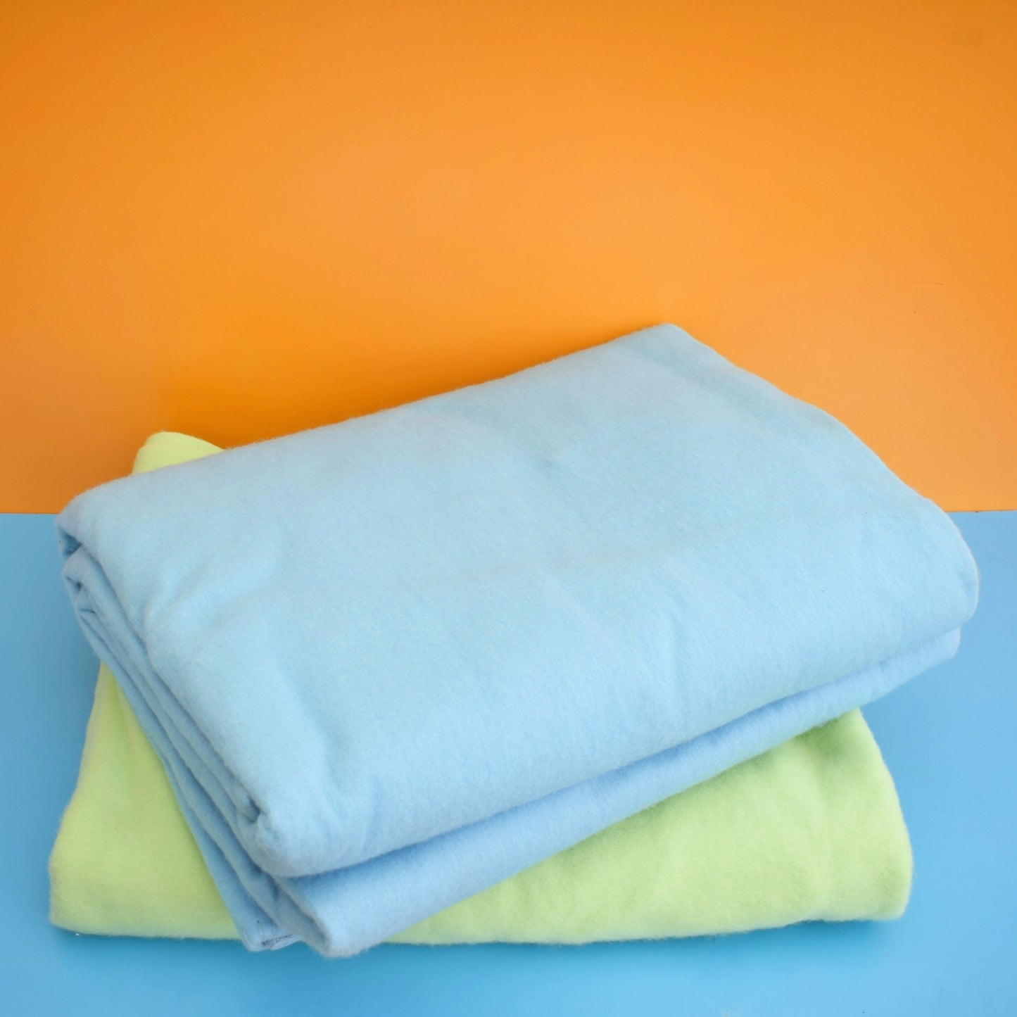 Vintage 1960s Large Blankets - Blue Or Green