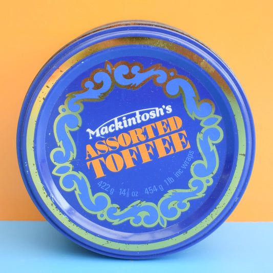 Vintage 1960s Mackintosh Toffee Tin - Blue by Pineapple Retro