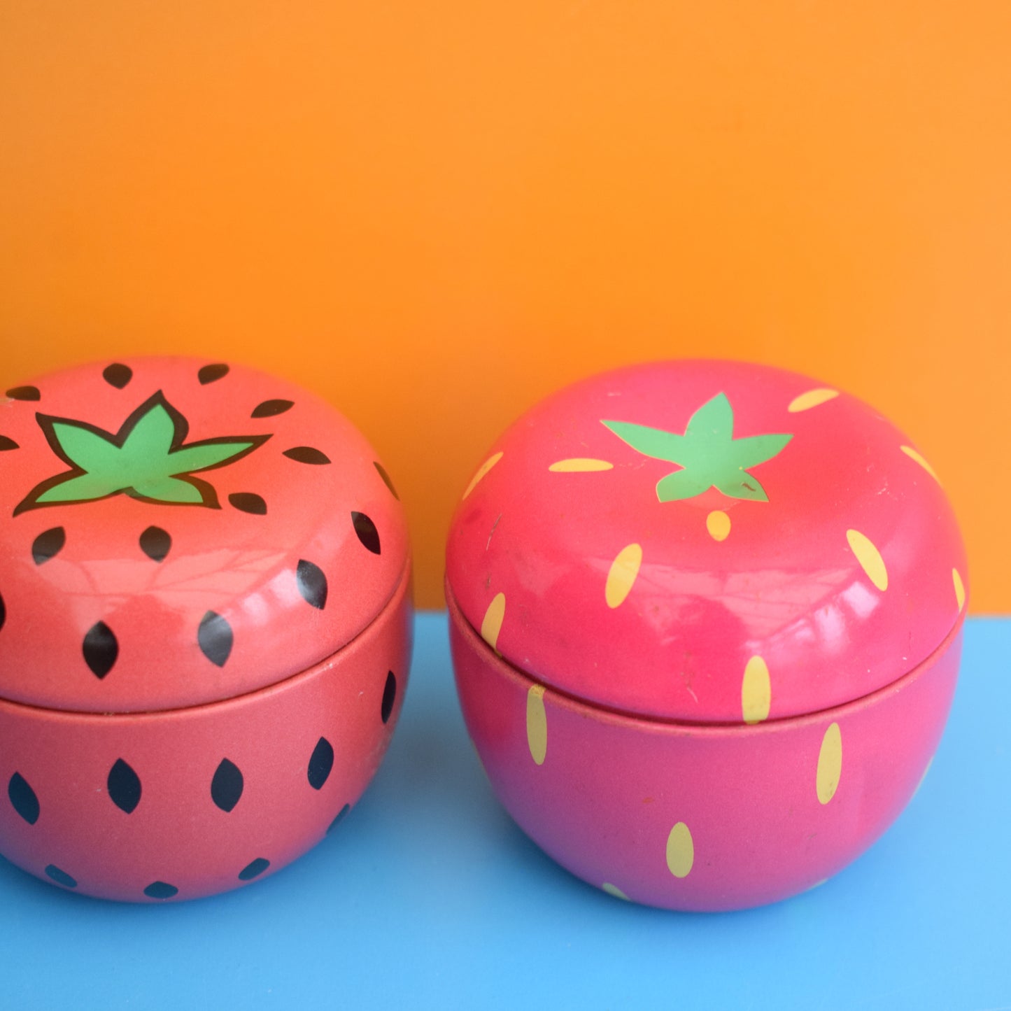 Vintage 1990s Metal Pots / Candles - Fruit