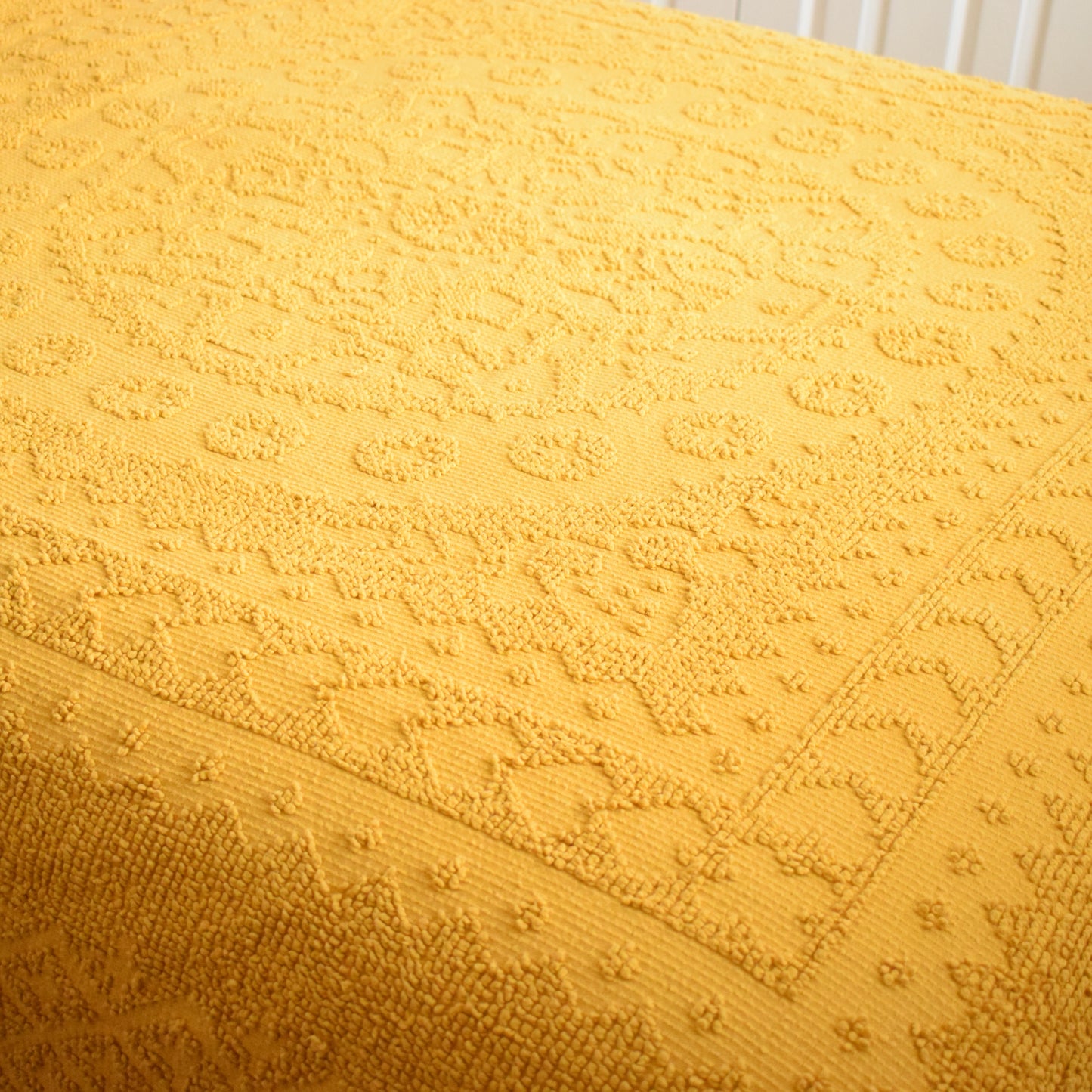 Vintage 1960s Candlewick Bedspread - Mustard by Vintage