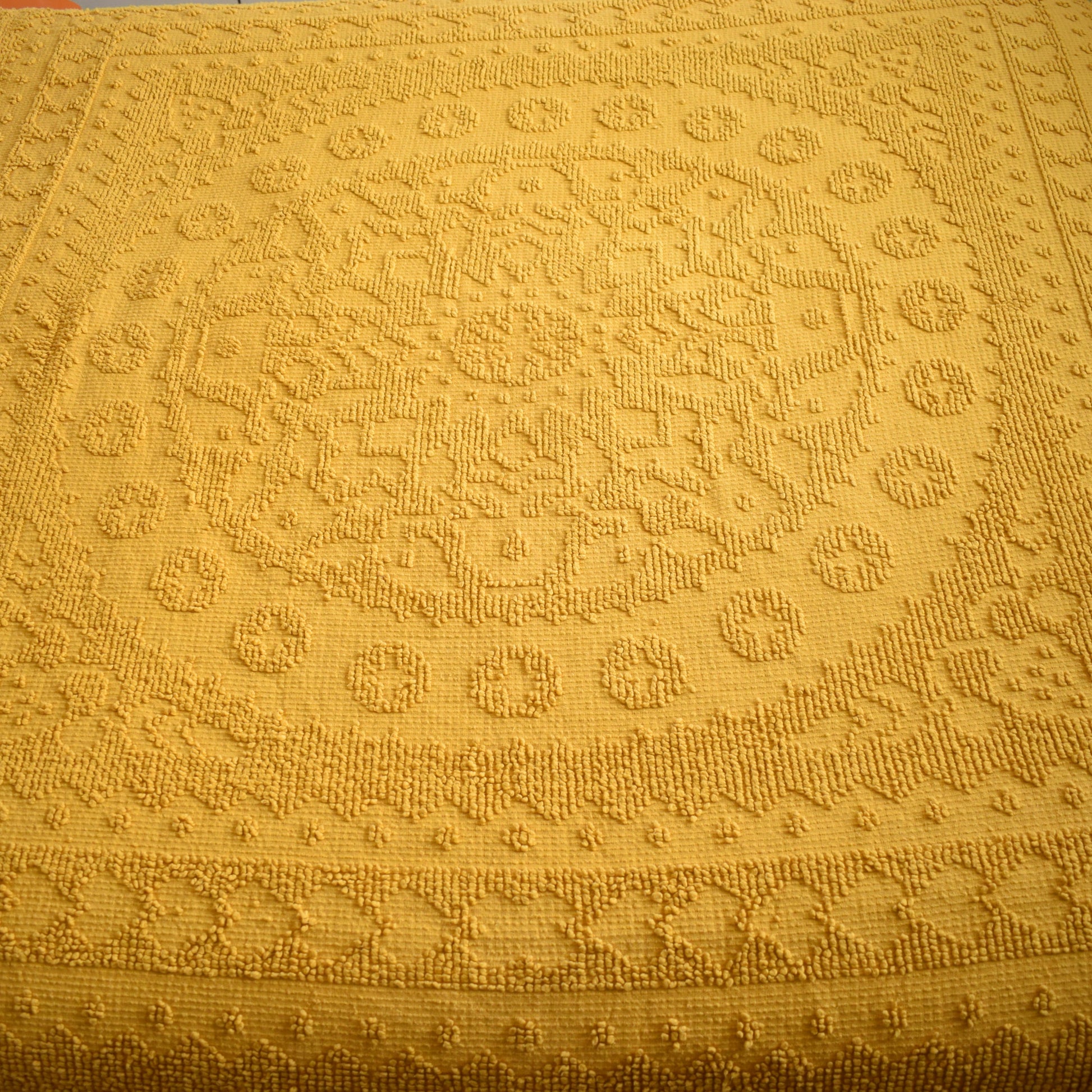 Vintage 1960s Candlewick Bedspread - Mustard by Vintage