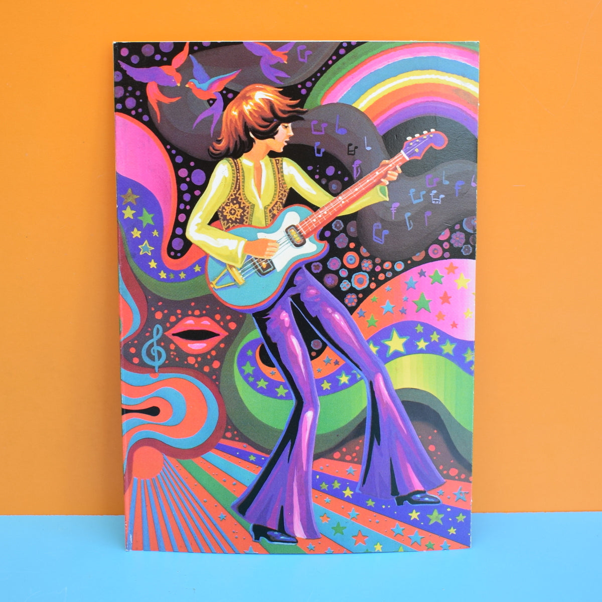 Vintage 1970s Greeting Card - by Paolo Romanelli - Pop Star, Purple