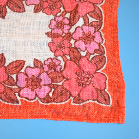 Vintage 1960s Linen Placemats x3 - Pink & Red by Pineapple Retro