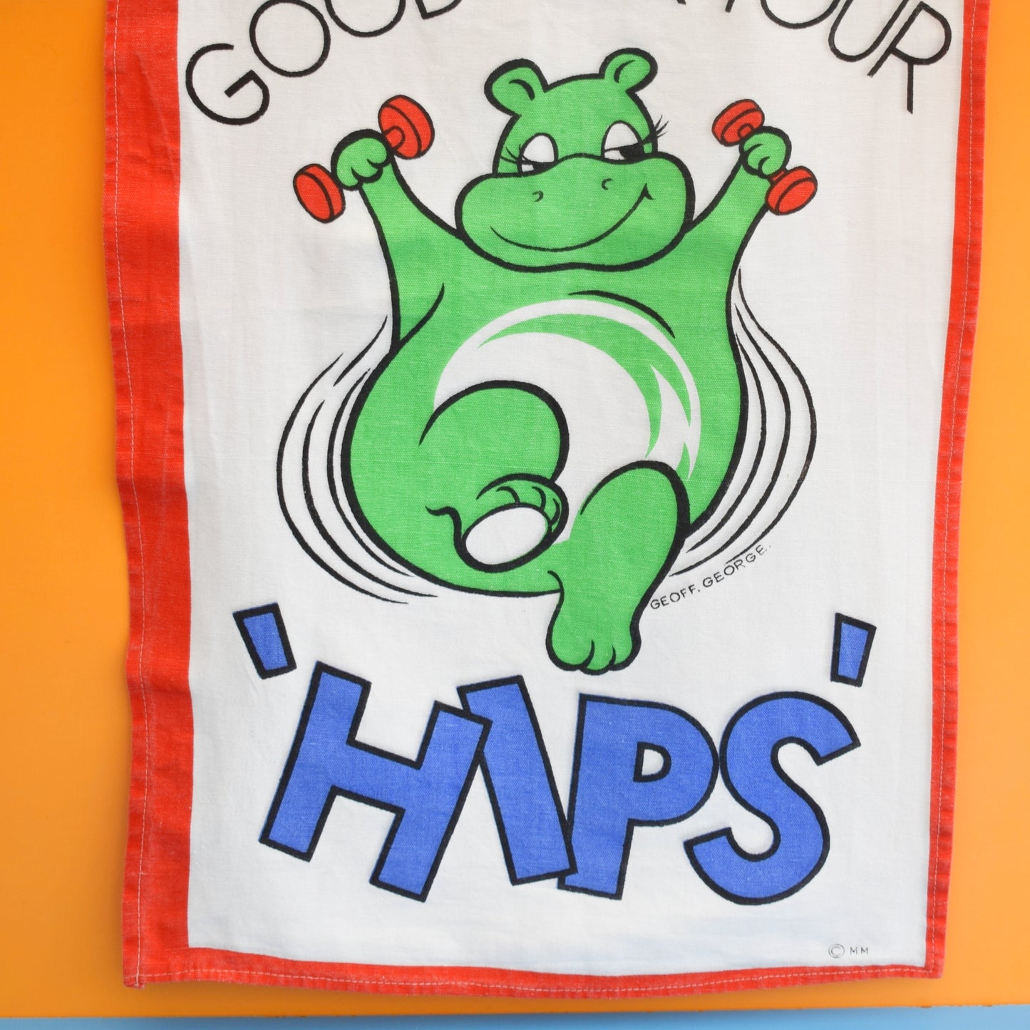 Vintage 1980 Cotton Tea Towel - Hippo Diet