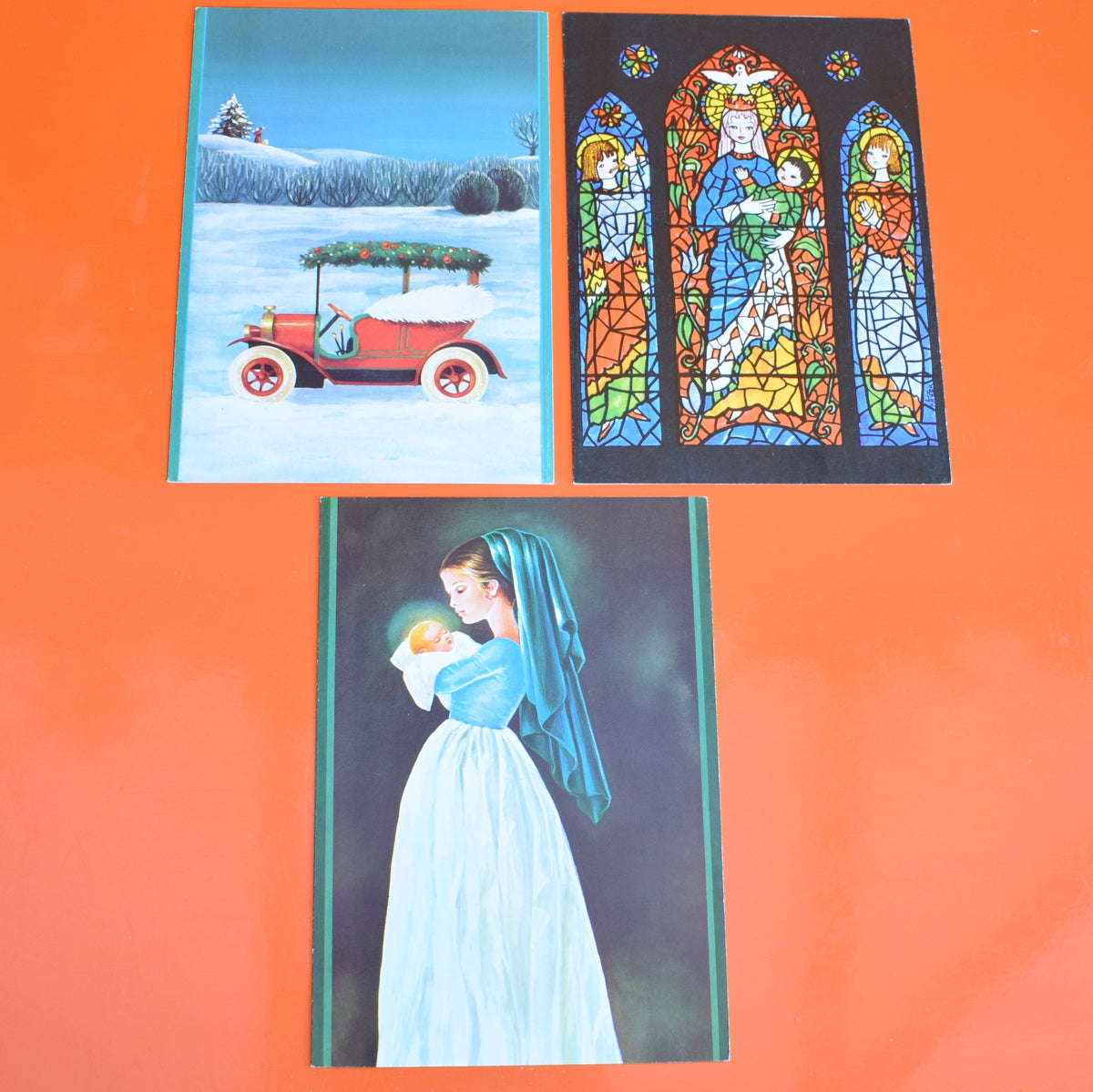 Vintage 1970s French Christmas Greeting Card - Choice of 4 inc Stained Glass