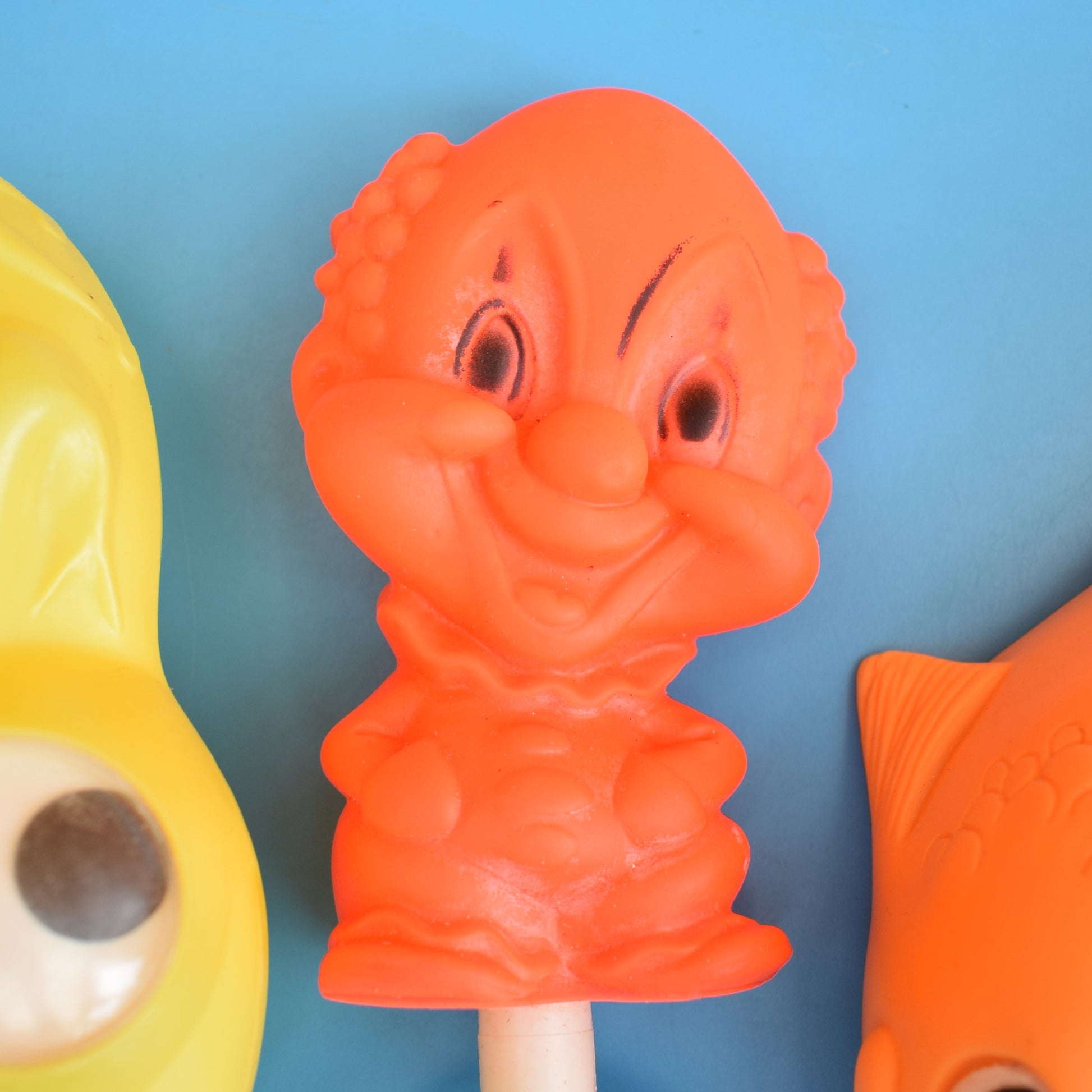 Vintage 1970s Various Plastic Toys - Fish/ Frog / Clown by Pineapple Retro