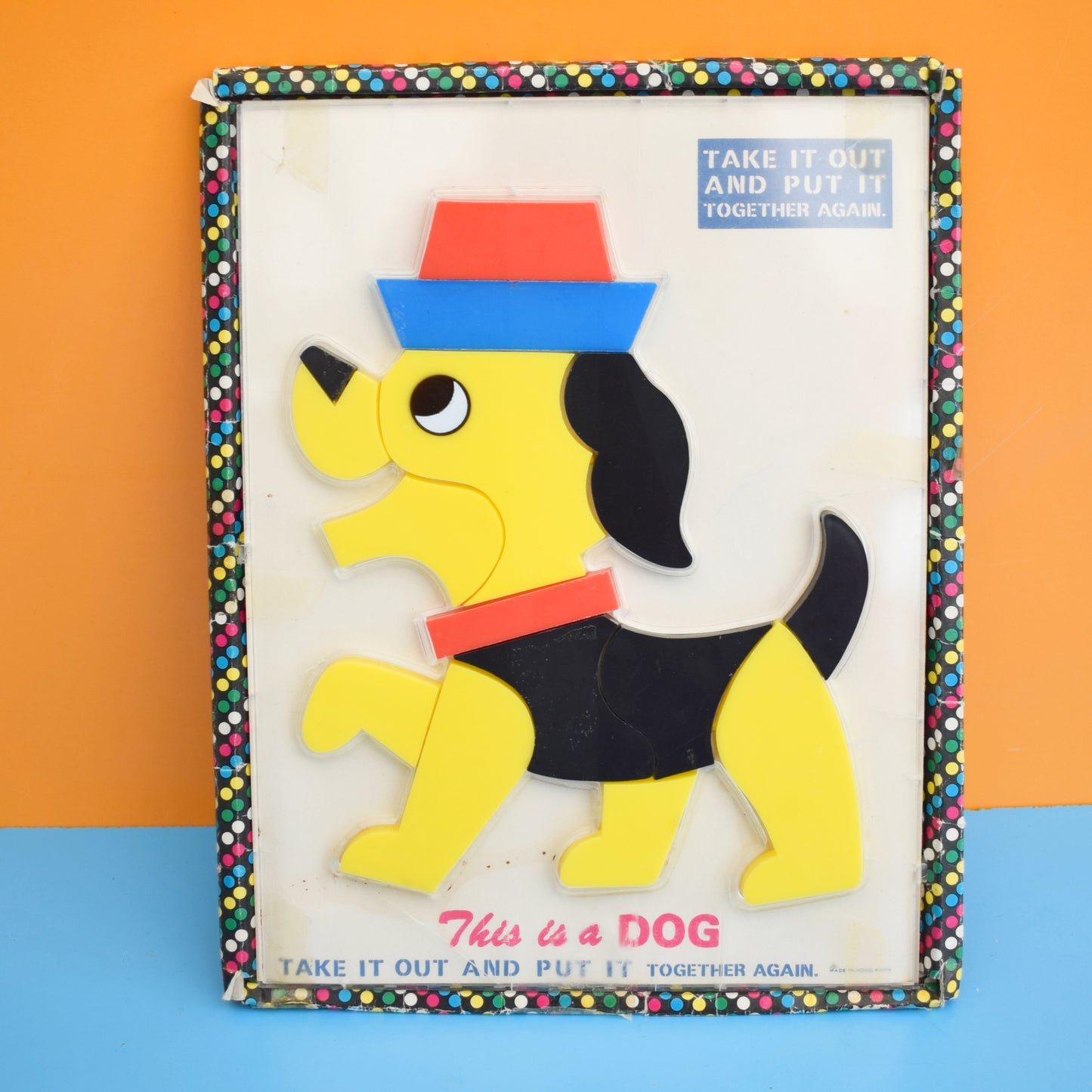 Vintage 1960s Plastic Puzzle Picture - Dog by Pineapple Retro