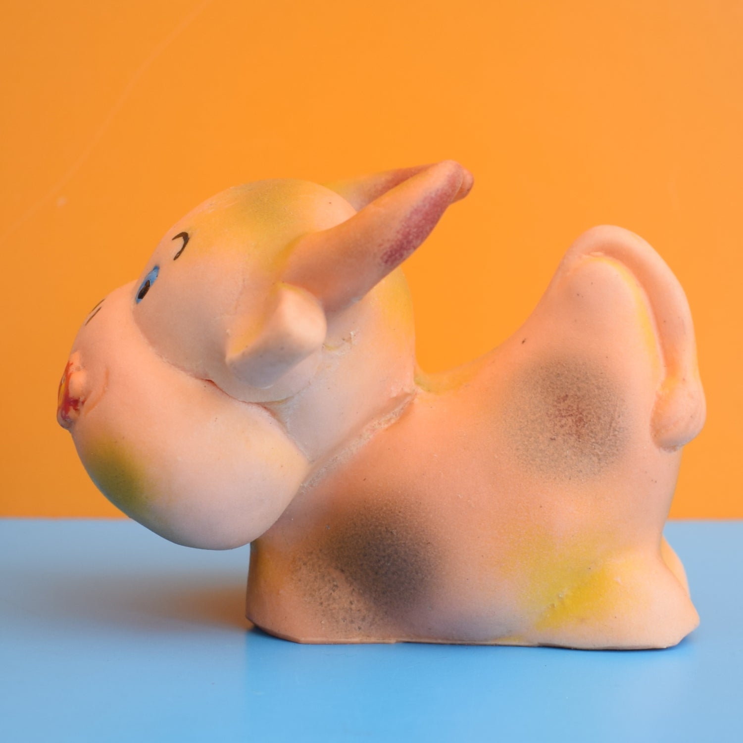 Vintage 1970s Kitsch Flocked / Rubber Cow / Bull by Pineapple Retro