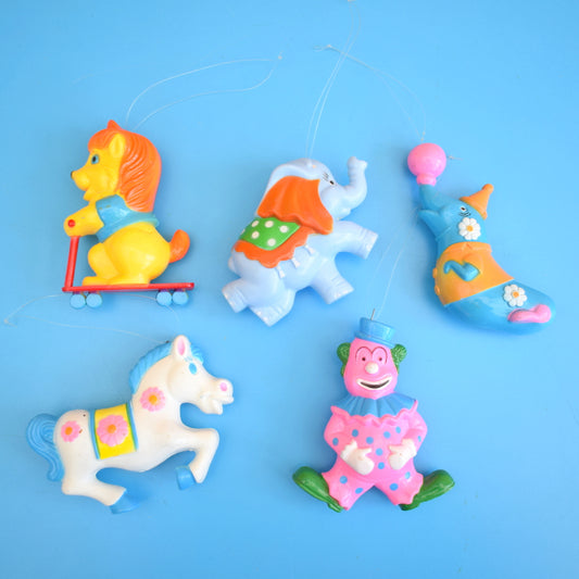 Vintage 1970s Kitsch Plastic Hanging Decoration Group x5