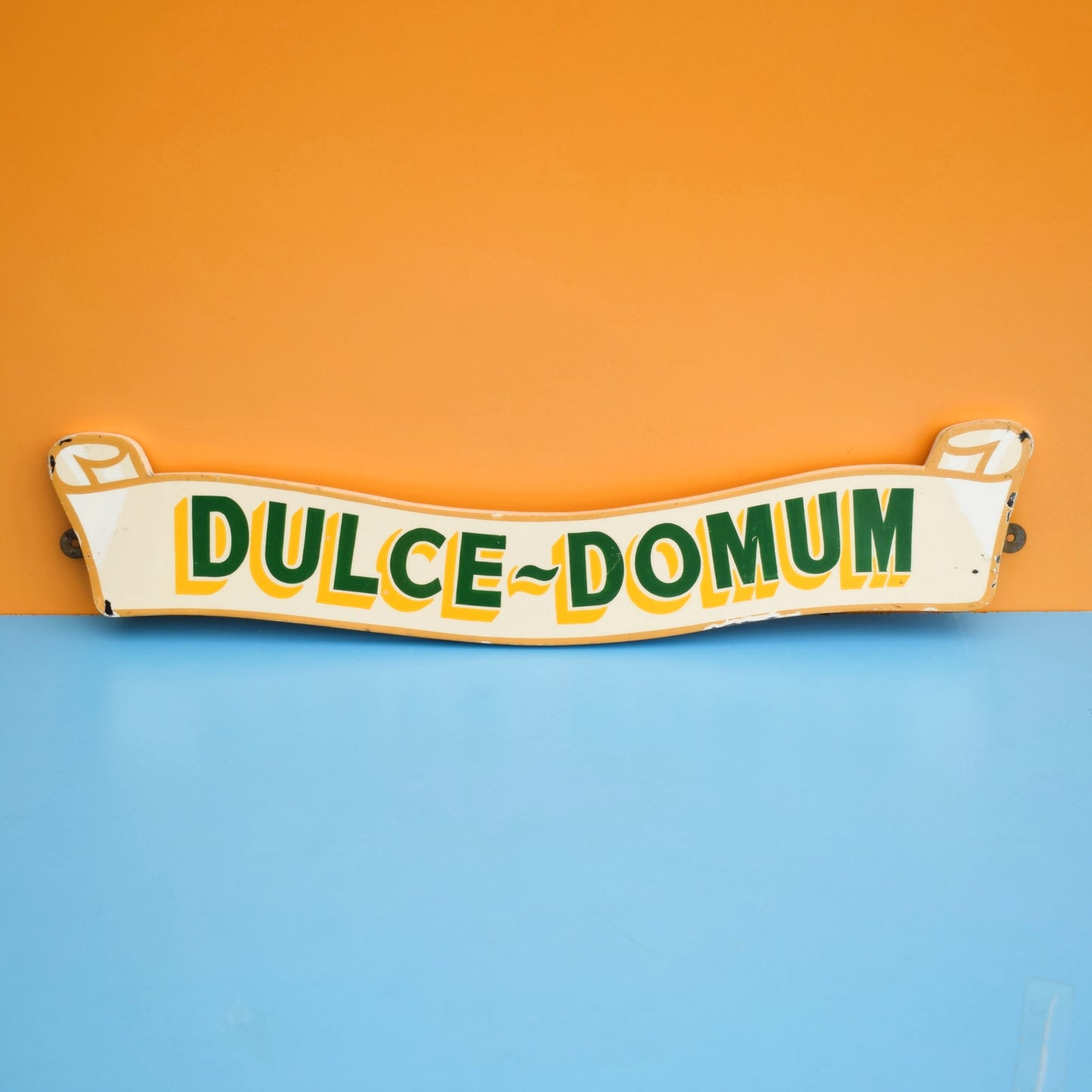 Vintage 1950s Wooden Sign - Dulce Domum by Vintage