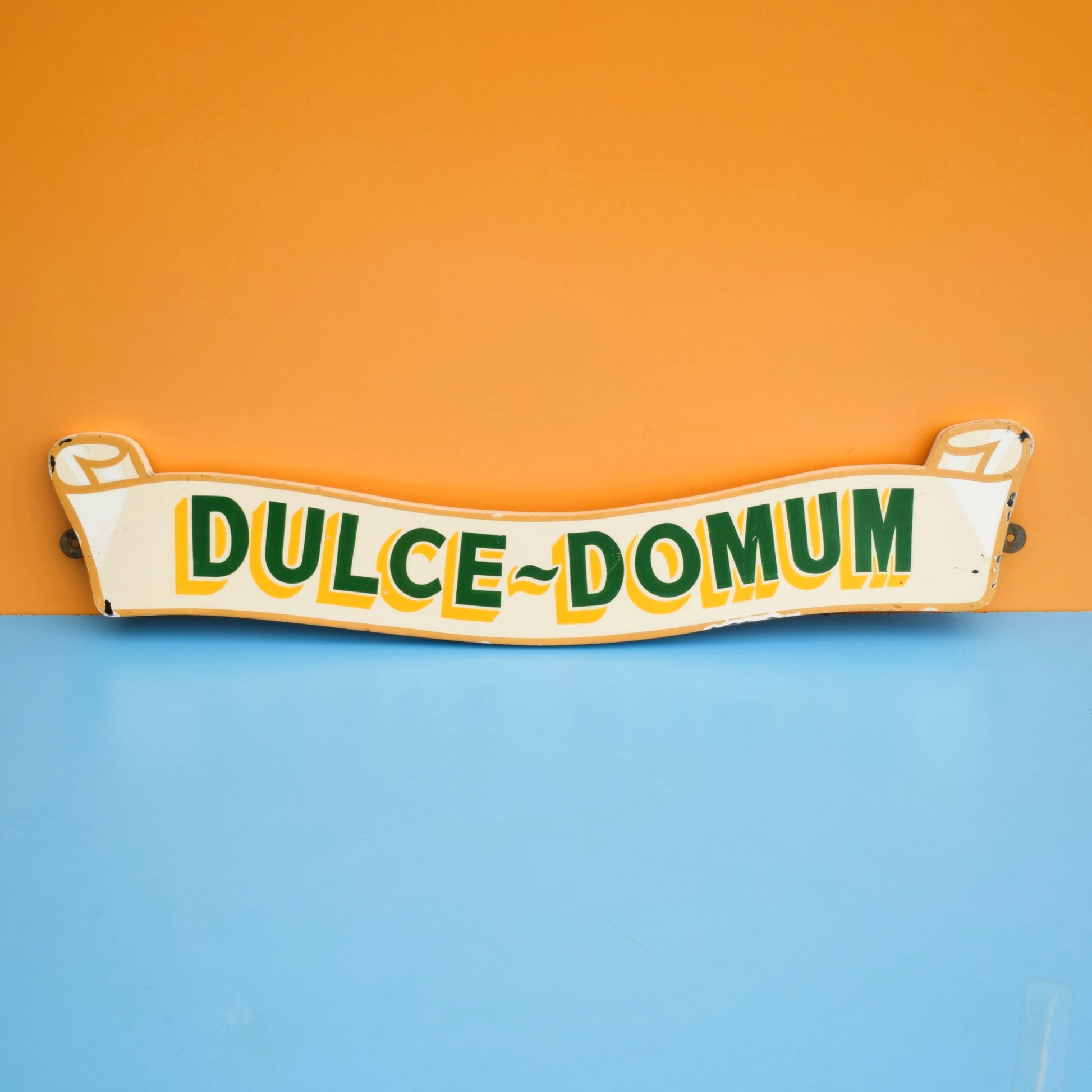 Vintage 1950s Wooden Sign - Dulce Domum by Vintage