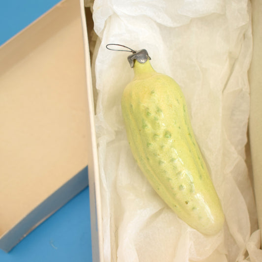 Vintage 1950s Fine Glass Lucky Pickle Decoration - Boxed