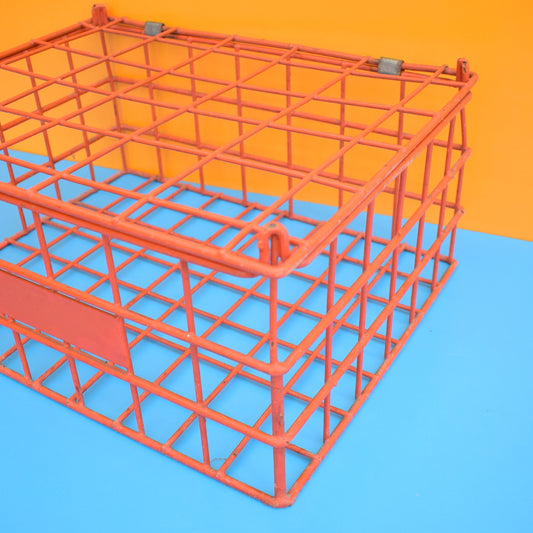 Vintage 1970s Large Plastic Covered Wire Milk Crate - Orange by Pineapple Retro