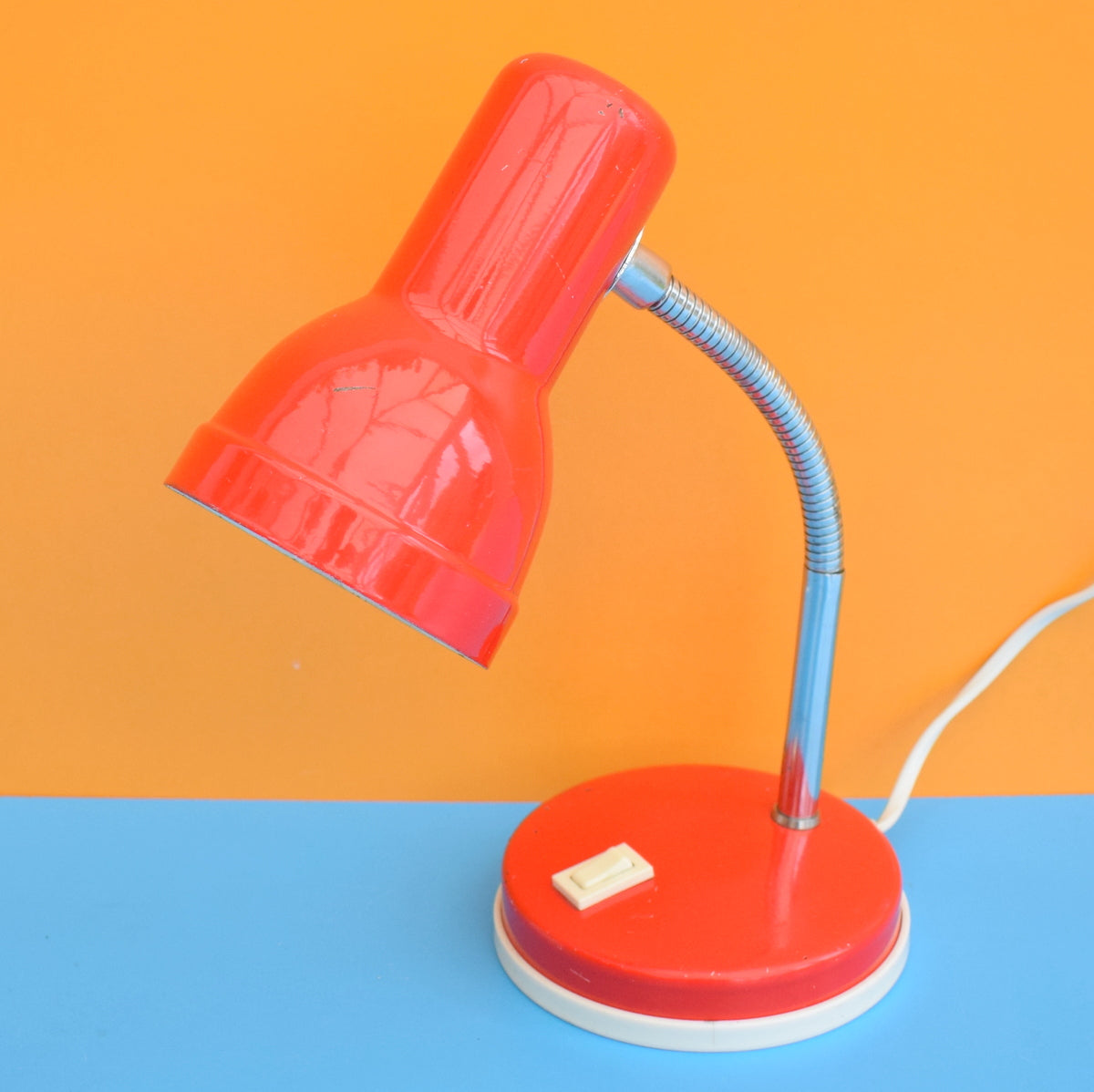 Vintage 1970s Gooseneck Desk Lamp - Red