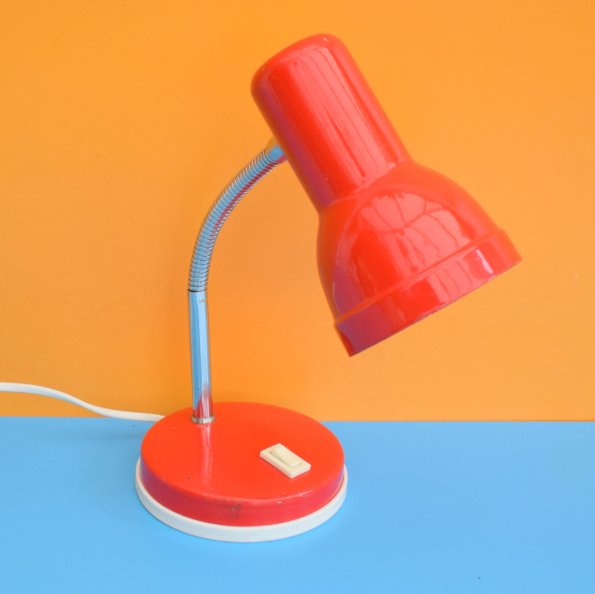 Vintage 1970s Gooseneck Desk Lamp - Red