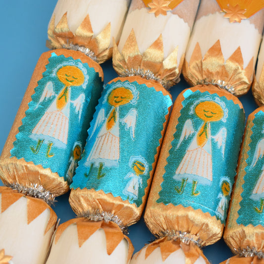 Vintage Handmade Box Of Crackers - Turquoise / Gold by Pineapple Retro