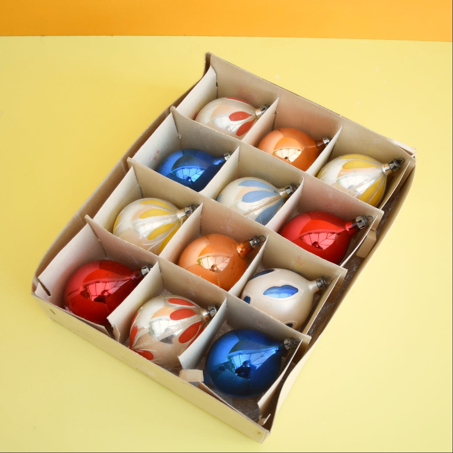 Vintage 1960s Glass Christmas Baubles - 12 Drops