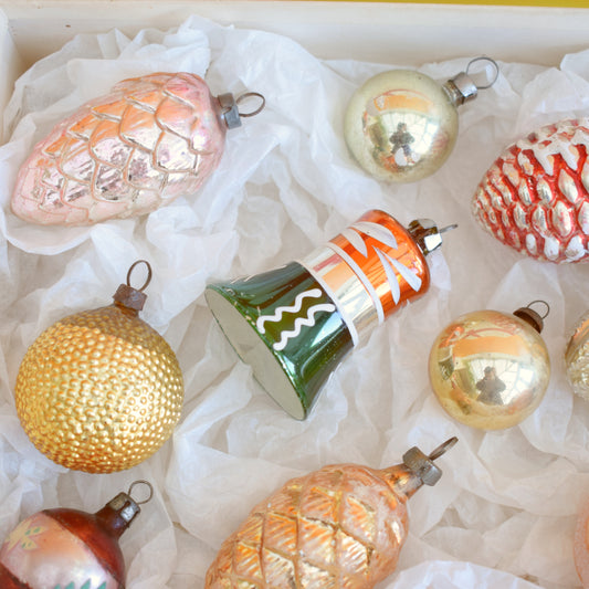 Vintage 1950s Glass Christmas Decorations