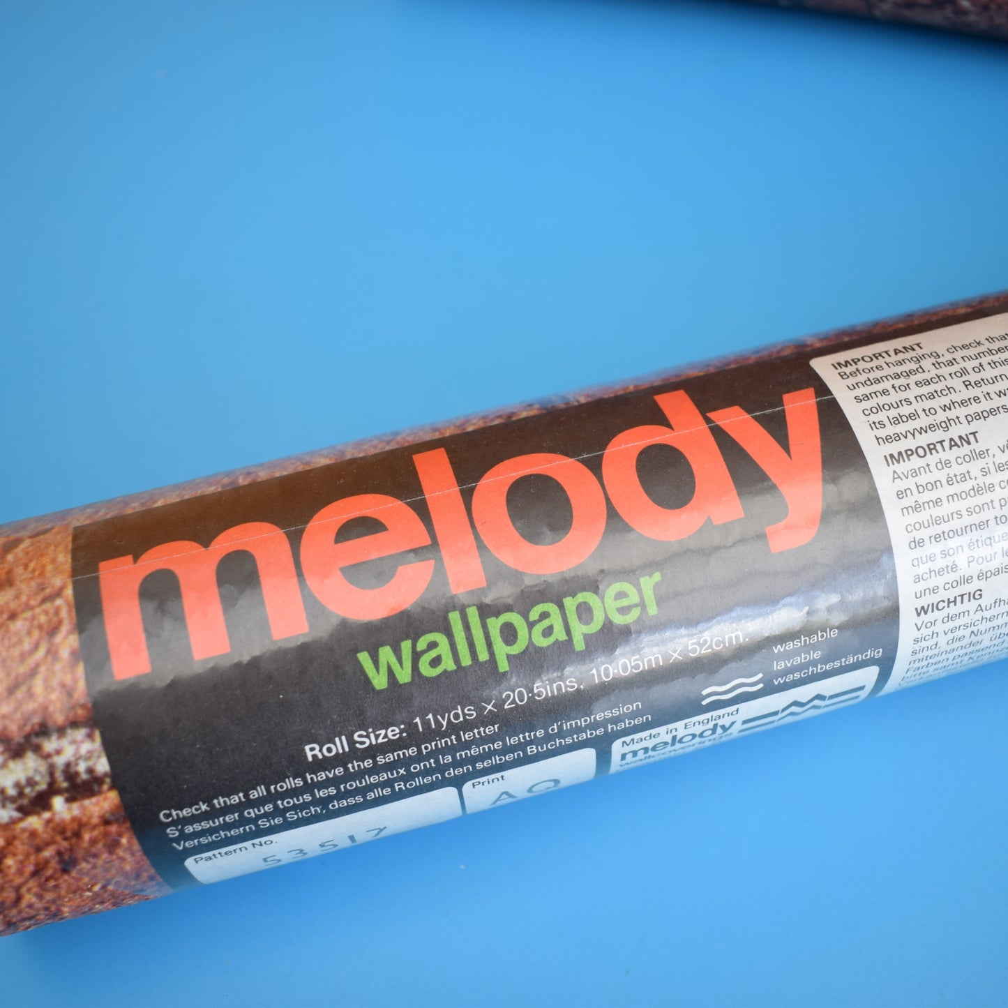 Vintage 1960s Brick / Wood Effect Wallpaper