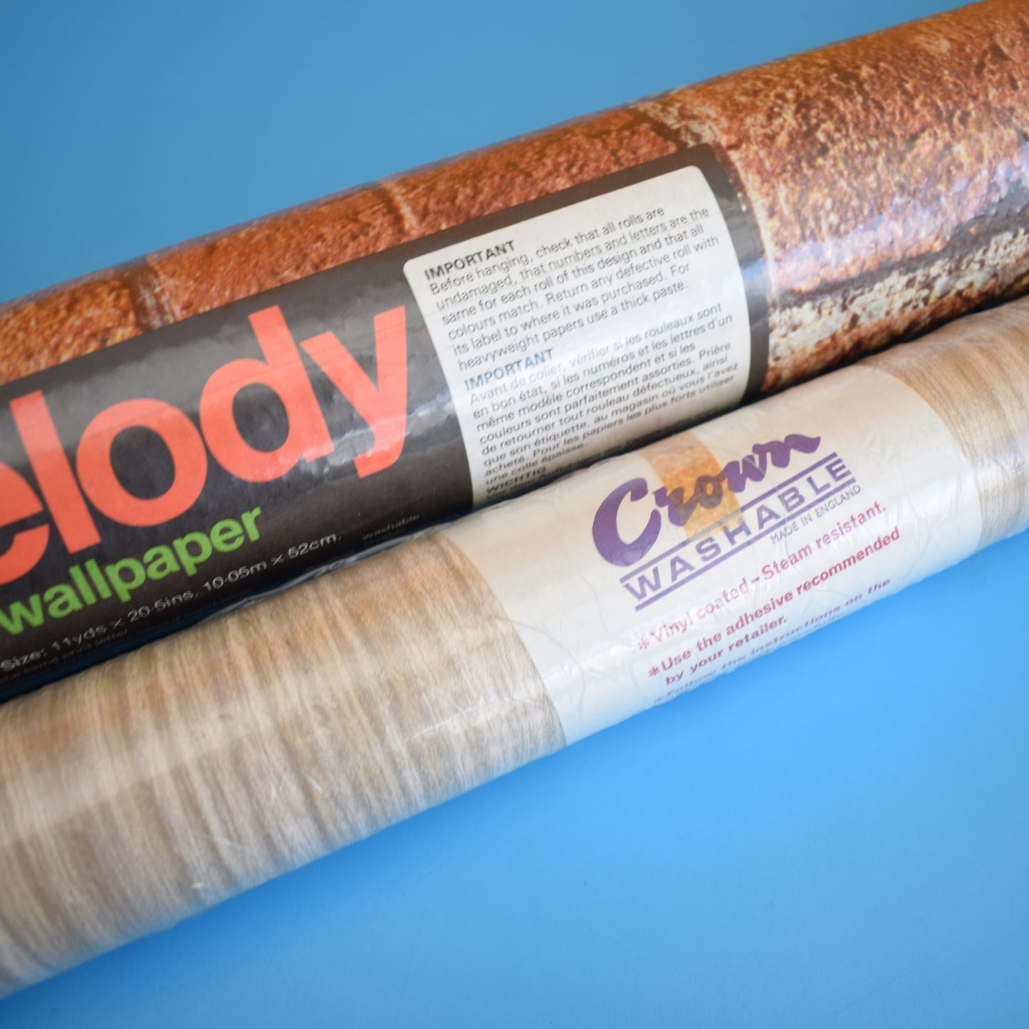 Vintage 1960s Brick / Wood Effect Wallpaper