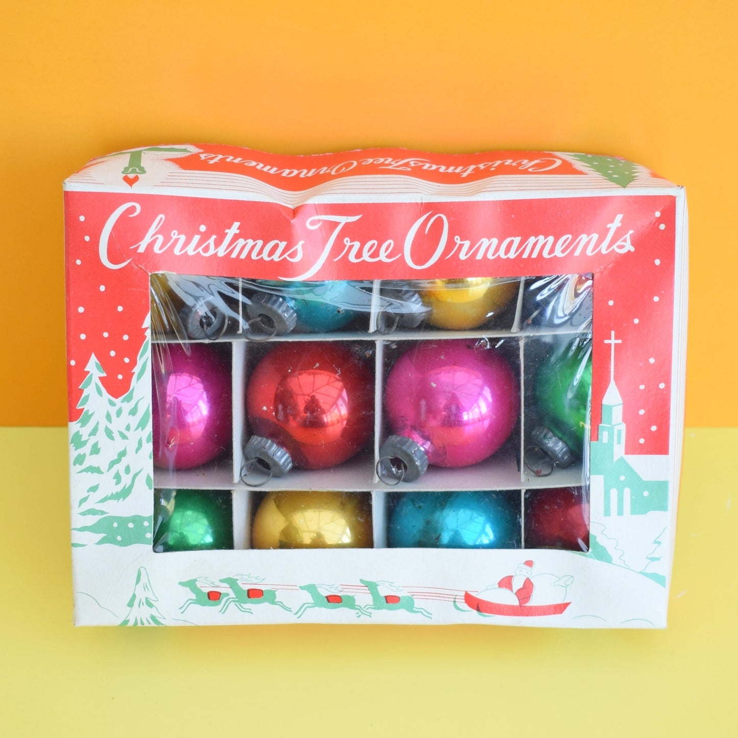 Vintage 1960s Glass Christmas Baubles - Small